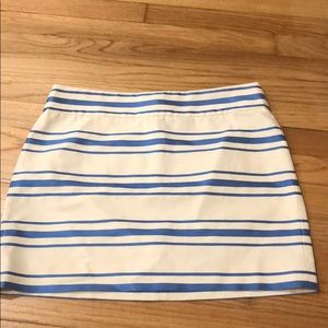 J. Crew White skirt with blue stripes. Rarely worn